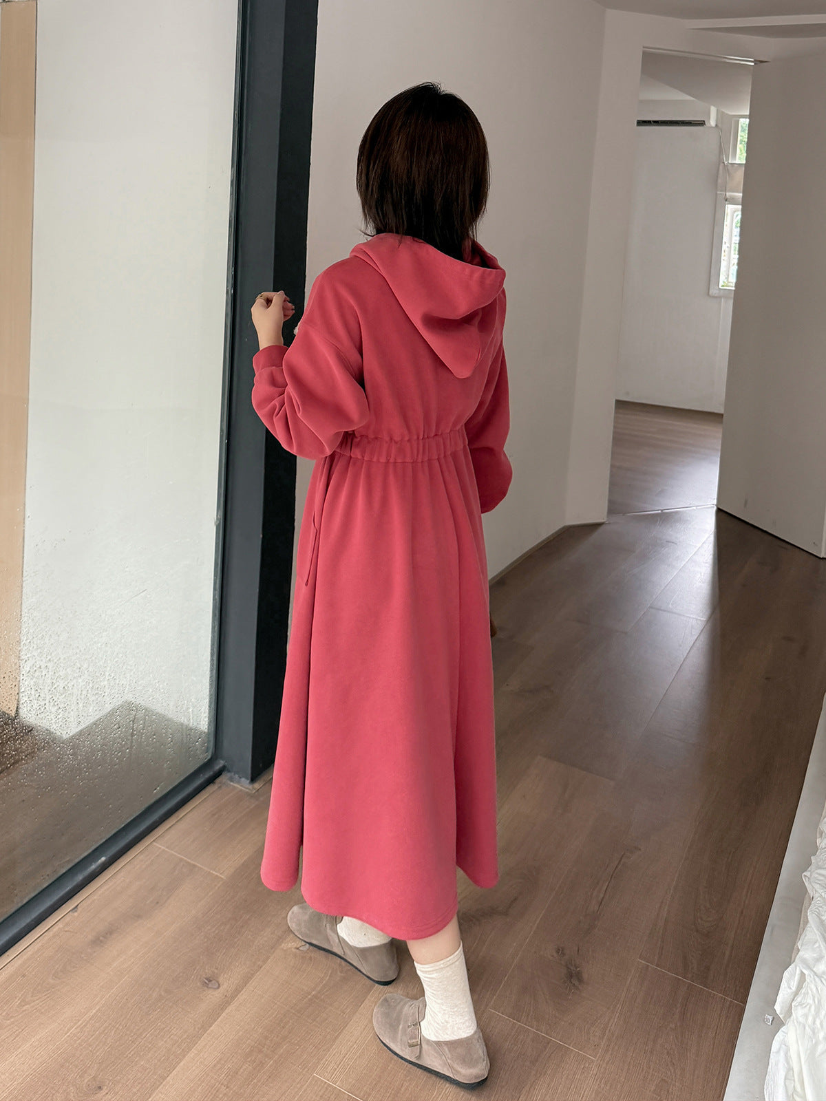 大きいサイズ レディース フード付きベアーマスコット厚手スウェットワンピース LL 3L 4L 5L