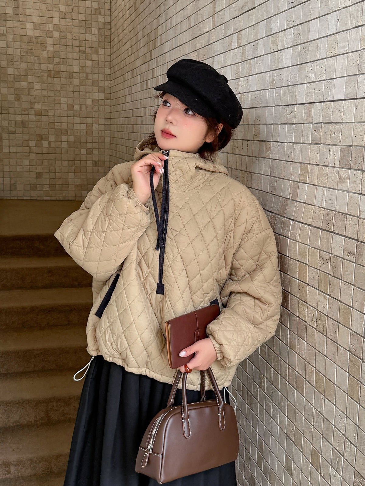 大きいサイズ レディース プルオーバーフード付きキルティングスウェットパーカー 3L 4L 5L