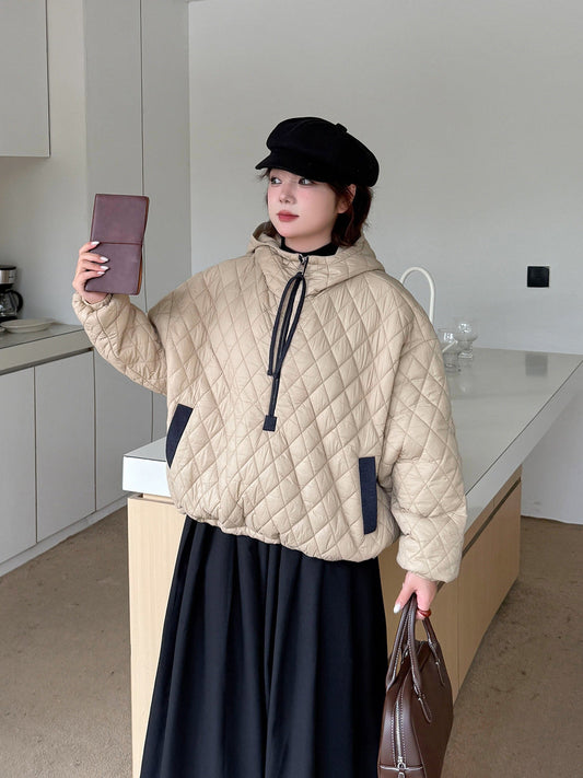 大きいサイズ レディース プルオーバーフード付きキルティングスウェットパーカー 3L 4L 5L