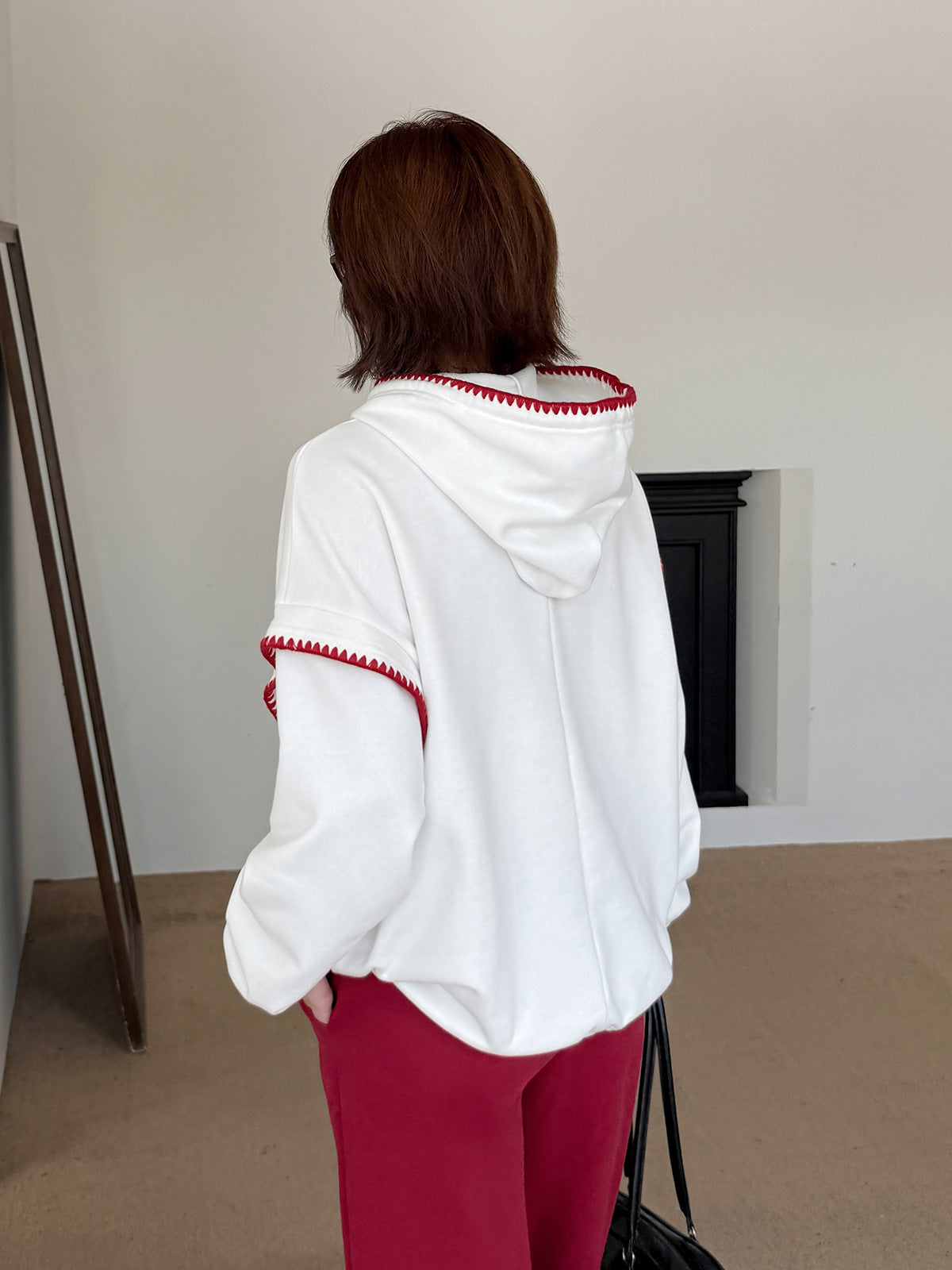 大きいサイズ レディース フード付きコントラストステッチスウェットシャツパーカー LL 3L 4L 5L