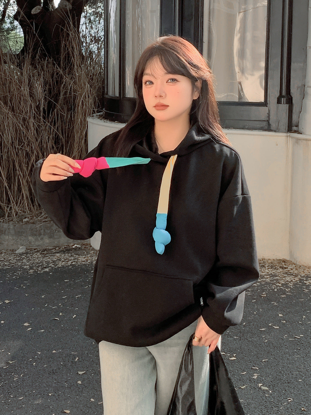 大きいサイズ レディース カラフルフードひも付きカジュアルベルベットパーカー LL 3L 4L 5L