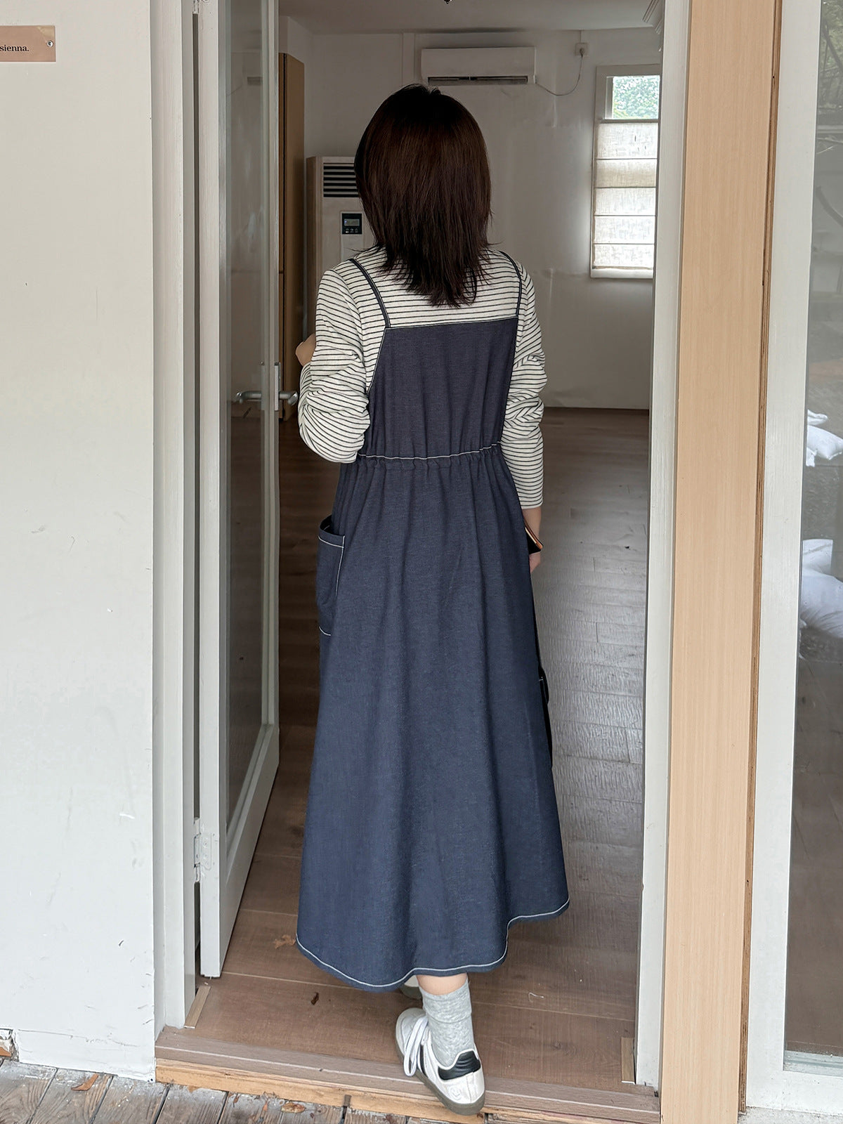 大きいサイズ レディース フェイクツーピースワンピース（ストライプシャツ＋デニムワンピース） LL 3L 4L 5L