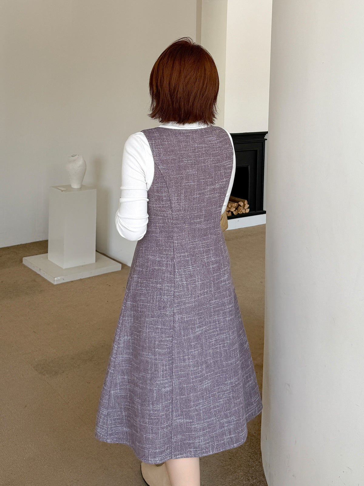 大きいサイズ レディース エレガントツーピースセット（ボトムシャツ+サスペンダーワンピース） LL 3L 4L 5L